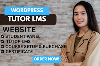 build wordpress lms website with  learndash lms or tutor lms