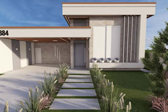 renovate real estate architectural house, photorealistic rendering, cgi exterior
