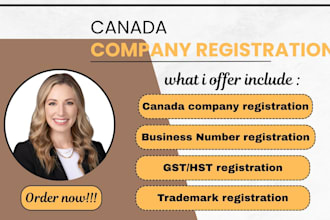 do canada company registration, trademark attorney, llc, cra number, gst hst