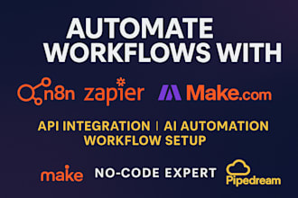 integrate n8n ai agent and automate workflows using n8n, make, zapier automation