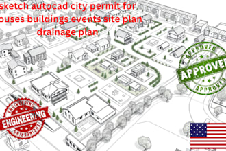 sketch autocad city permit for houses buildings events site plan drainage plan