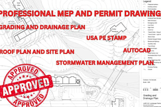 do mep drawings ,roof plan, autocad city permit site plan and drainage plan