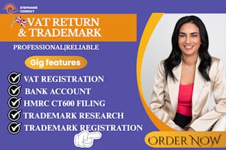 register your UK vat, tax returns, and trademark filing professionally
