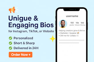 craft a unique and engaging bio for instagram, tiktok, or website