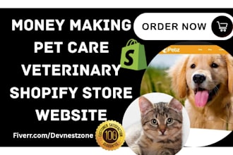 design pet store pet care pet feed pet accessories veterinary shopify website