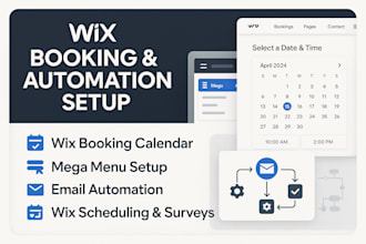 setup wix booking calendar, wix mega menu, wix scheduling, wix survey, wix form