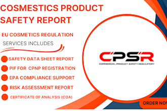 write cpsr, pif, gpsr, sds, toxicology report, coa, ghs, epa, cpnp registration
