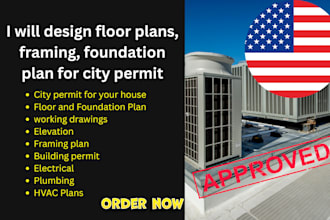 design floor plans, framing, foundation plan for city permit