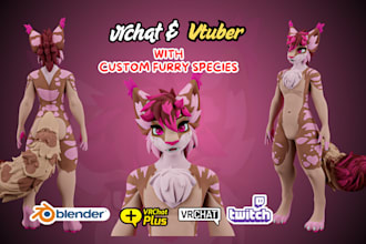 edit, create 3d furry vtuber or vrchat avatar nsfw vseeface animaze rigging