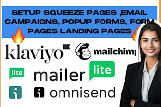 design squeeze pages, email campaigns in mailerlite mailchimp klaviyo omnisend