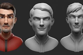 sculpt high quality 3d head models, character modeling miniature for 3d printing