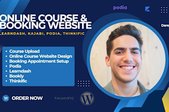 wordpress learndash bookly pro podia thinkific kajabi online course website