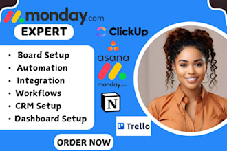 setup board automation integration on monday com monday crm asana trello clickup
