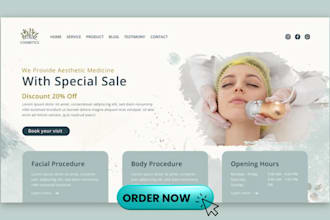 build modern skincare, spa,salon,barber and cosmetic website with wix