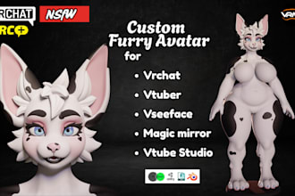 do custom streaming furry vtuber model with rigging or 3d vrchat avatar, nsfw