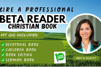 beta read your christian book, devotional, historic and memoir manuscript