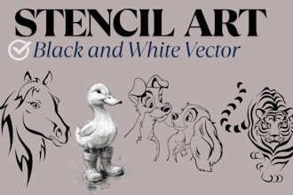 do custom stencil b and w silhouette vector art line art stencil illustration