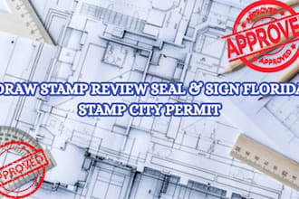 draw and stamp architectural floor plan, florida stamp, city permit, house plan