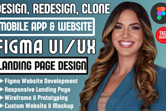 design redesign clone figma to website, website design UI UX, figma landing page