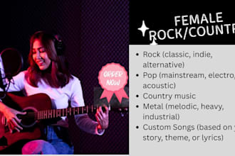 your female rock singer country music country indie metal rock hard rock custom