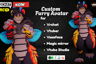 make 3d vrchat avatar or streaming vtuber model, nsfw furry avatar, pc or quest