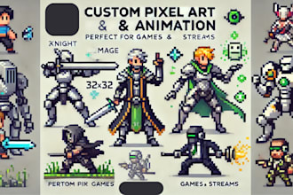 create custom pixel art character design and animation for games and streams