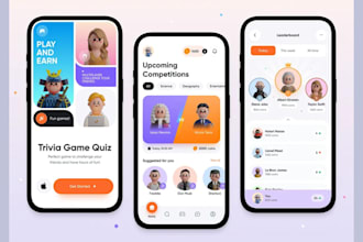 develop highend trivia quiz app, educational, game, survey, live host questions