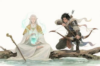 create fantasy anime style or dnd character watercolor design