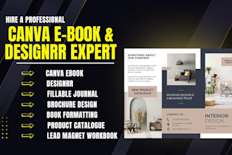 design magazine layout, catalogue, cover or fillable journal in canva, indesign