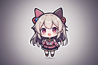 design exclusive logo with cute anime mascot, chibi
