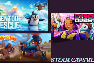 make steam capsule game banner game art game ui game poster for game marketing