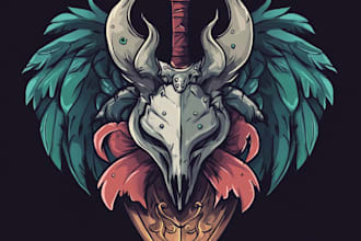 draw fantasy game logo with cool unique magic style