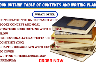create your book outline table of contents and writing plan