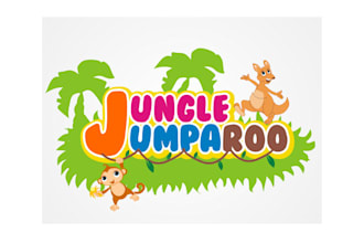 design soothing cartoon classic logo for jungle jumparoo