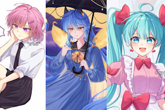 draw fanart, anime, and chibi illustrations for you