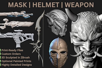 3d model of cosplay armor helmet mask sword 3d weapon gun stl for 3d printing