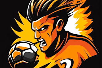 draw fantastic football sport cartoon logo illustration