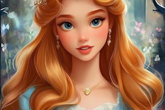 draw cartoon disney couple portrait illustration