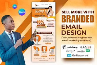 design branded canva email newsletters and set them up via hubspot, klaviyo, etc