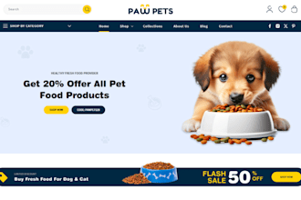 design pet shopify store pet food store pet accessories store pet care website