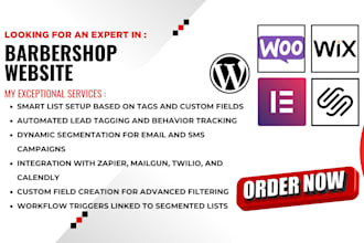 develop barbershop landing page hairdresser wix ups woocommerce skincare website