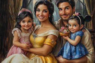 design a professional disney family portrait
