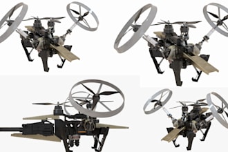 sculpt drone model, sci fi drone model, vtol, quadcopter, uav, fpv drone model