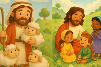 design bible themed illustration book illustration for children book bible story