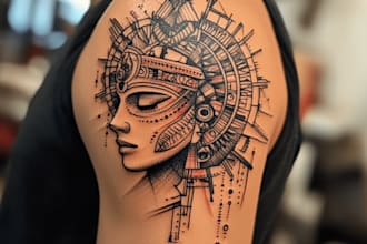 create unique custom tribal tattoo design, tattoo sleeve