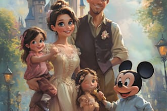 design a professional disney family portrait