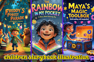 illustrate children story book, children picture book, kids book design