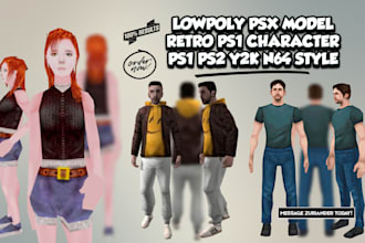 3d retro ps1 model, ps1 character, lowpoly model, ps1 vtuber, psx y2k n64 model