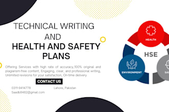 do content writing, graphic designs, health safety management plan, erp and emp