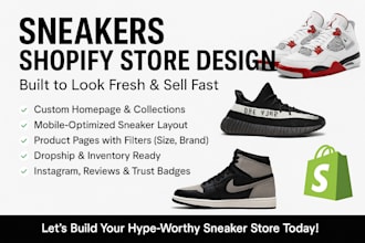 design a stylish and responsive sneakers shopify store for your shoe brand